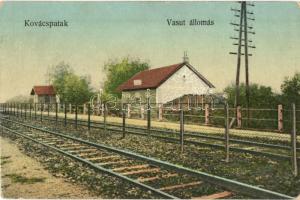 Kovácspatak, Kovacov; vasútállomás / railway station (fa)