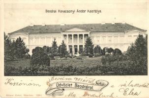 Beodra, Novo Milosevo; Karácsonyi Andor kastélya, Ottmar Zieher kiadása / castle