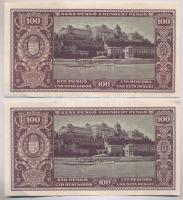 1945. 100P (4x) sorszámkövetők T:III nagyon szép, ropogós papírral