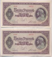 1945. 100P (4x) sorszámkövetők T:III nagyon szép, ropogós papírral