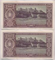 1945. 100P (4x) sorszámkövetők T:III nagyon szép, ropogós papírral