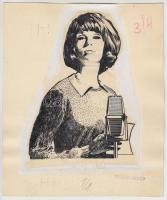 Jelzés nélkül: Énekesnő, plakátterv. Vegyes technika, papír, jelzett, 22x18 cm