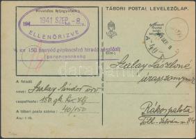 1941 Tábori posta levelezőlap / Field postcard "M.kir 150. honvéd gépkocsizó hiradó zászlóalj p...