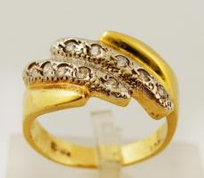 Arany (Au) 14 K ékszer szett, jelzett (585), csiszolt cirkón kövekkel, nyaklánc h:43 cm, karkötő h:1...