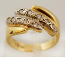 Arany (Au) 14 K ékszer szett, jelzett (585), csiszolt cirkón kövekkel, nyaklánc h:43 cm, karkötő h:1...