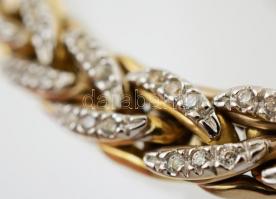 Arany (Au) 14 K ékszer szett, jelzett (585), csiszolt cirkón kövekkel, nyaklánc h:43 cm, karkötő h:1...