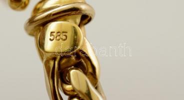 Arany (Au) 14 K ékszer szett, jelzett (585), csiszolt cirkón kövekkel, nyaklánc h:43 cm, karkötő h:1...