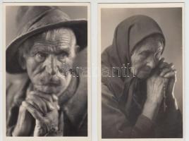 Csík megye, Öreg székely asszony, Góbé tanulmányfej, fotólap, 2 db, 14x9 cm