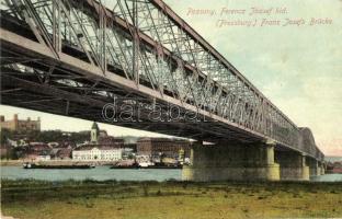 Pozsony, Pressburg, Bratislava; Ferenc József híd, hátoldalon / railway bridge (Rb)