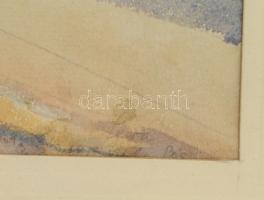 Olvashatatlan jelzéssel: Pécsi utca részlet. Akvarell, papír, üvegezett keretben, 22×30 cm