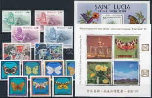 Butterfly 13 diff stamps + 2 blocks, Lepke motívum 13 klf bélyeg és 2 blokk