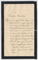 1886 Ferencz József  (1835-1928) Erdélyi unitárius püspök saját kézzel írt levele Szél Kálmán református esperesnek (1838-1928) melyben lánya, Szél Piroska halálakor kondoleál 2 beírt oldal