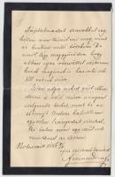 1886 Ferencz József  (1835-1928) Erdélyi unitárius püspök saját kézzel írt levele Szél Kálmán reform...