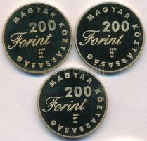 2001. 200Ft "Toldi" + 2001. 200Ft "Pál utcai fiúk" + 2001. 200Ft "János vit...