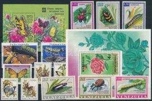 Lepke, rovar motívum 21 klf bélyeg és 5 blokk 2 stecklapon Butterfly, insect 21 diff stamps + 5 bloc...