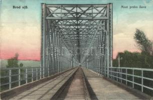 Bród, Slavonski Brod; Vasúti híd a Száva folyón / railway bridge