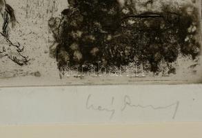 Láng Rudolf (1904-1991): Debussy. Rézkarc, papír, jelzett, 19×28 cm