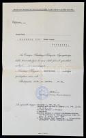 1939 Bp., A Magyar Nemzeti Múzeum Országos Széchenyi-Könyvtárának köszönőlevele Borbély Pálhoz az általa adott ajándékért, rajta Fitz Mózes főigazgató aláírásával
