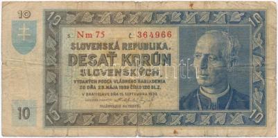 Szlovákia 1939. 10K T:III-,IV Slovakia 1939. 10 Korun C:VG,G