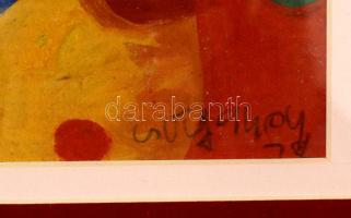 Cs. Németh Miklós (1934-2012): Ifjúság. Tempera, papír, jelzett, üvegezett keretben, 19×24 cm