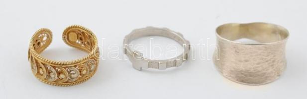 Ezüst(Ag) gyűrű, 3 db, jelzett, méret: 56, 62, nettó: 10,8 g