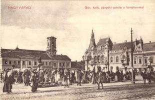 Nagyvárad, Oradea; Görög katolikus püspöki palota és templom, piac / Greek Orthodox bishops palace and church, market (r)