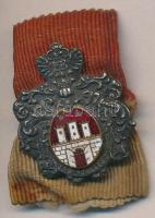 ~1930-1940. Civitas fidelissima Sopron város címerével ellátott zománcozott fém jelvény szalaggal (30x25mm) T:2- patina