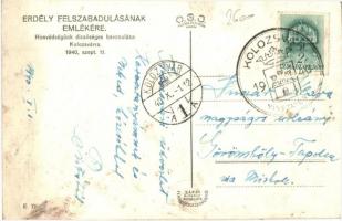 1940 Kolozsvár, Cluj; 'Erdély felszabadulásának emlékére', a honvédség bevonulása, népvise...