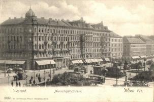 Vienna, Wien VII. Mariahilferstrasse, Westend / street, café, trams (EK)