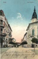 Arad, Báró Eötvös utca, Karátsonyi J. üzlete, vegyeskereskedés / street, shops