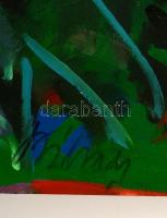 Szilvássy Nándor (1927-2011): Zöld madár. Olaj, funér, jelzett, 50×70 cm