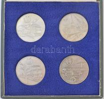 NDK DN 4db klf közlekedési, illetve teherszállítási tematikájú fém emlékérem eredeti dísztokban T:2 kis ph., kis patina GDR ND 4pcs of diff transport and freight transport themed metal commemorativ medals in original case C:XF small edge error, small patina