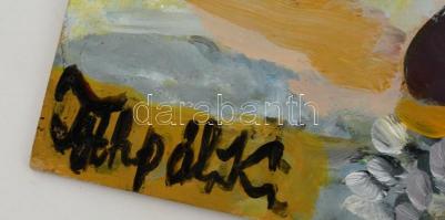 Tóthpál Katalin (1977-): Horvátország (naiv festmény). Olaj, farost, 39×58 cm