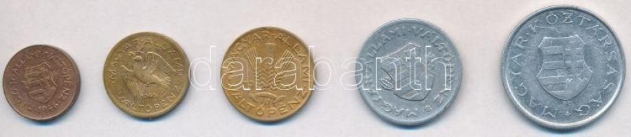 1946. 2f tombak + 10f tombak + 20f tombak + 1Ft Al + 2Ft Al T:2,2- k