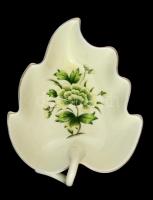 Hollóházi virágmintás porcelán dísztál, matricás, hibátlan, jelzett, 13x11x3,5 cm