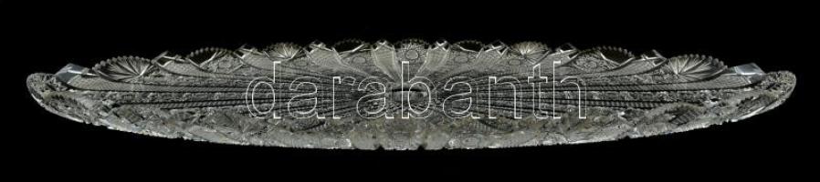 Ólomkristály tálca, aprólékosan csiszolt, hibátlan, 53×20 cm