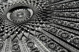 Ólomkristály tálca, aprólékosan csiszolt, hibátlan, 53×20 cm