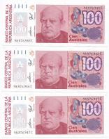 Argentína 1985-1990. 100A (6x) sorszámkövetők (4+2) T:I- Argentina 1985-1990. 100 Australes (6x) seq...