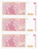 Argentína 1985-1990. 100A (6x) sorszámkövetők (4+2) T:I- Argentina 1985-1990. 100 Australes (6x) seq...
