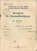 1942. Debreceni kenyér és lisztjegy füzetes formában