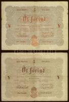 1848-49. "Kossuth bankók" 30 Kr (4X) benne "*" (3X) színvariánsokkal + 5Ft 2klf ...