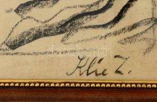 Klie jelzéssel: Női aktok. Szén, papír, üvegezett keretben, 21×28 cm