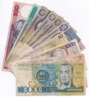 Brazília ~1970-1980. 10db-os vegyes bankjegy tétel (8xklf) T:III Brazil ~1970-1980. 10pcs banknote lot (8xdiff) C:F