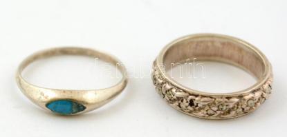 Ezüst(Ag) 2 db gyűrű, egyiken markazit berakással, jelzett, méret: 50 és 51, bruttó: 4,3 g