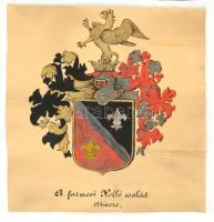 cca 1900-1940 Farmosi Holló család címere, papír, vegyes technika, ragasztás nyomokkal, 40x39 cm.