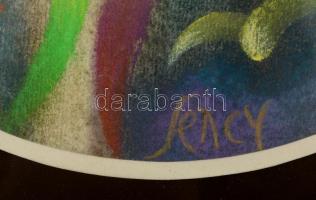 Jency jelzéssel: Hajnal. Pasztell, papír, üvegezett keretben, d:21 cm