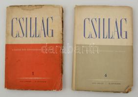 1955 A Csillag, a Magyar Írók Szövetségének folyóirata IX. évfolyam 1. és 6. szám, 2 db