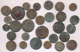 29db-os vegyes magyar és külföldi rézpénz tétel, főleg magyar krajcárok T:vegyes, sérültek is