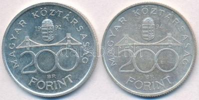 1992. 200Ft Ag "MNB" + 1994. 200Ft Ag "Deák" T:2
Adamo F13, F13.1