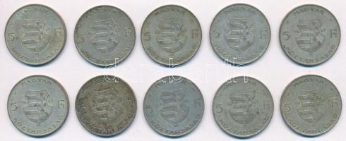 1947. 5Ft Ag "Kossuth" (10x) T:2-,3 patina